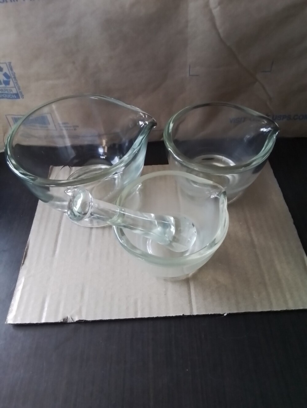 Clear Glass Mortar & Pestle Set From Pharmacy - Transparent Glass